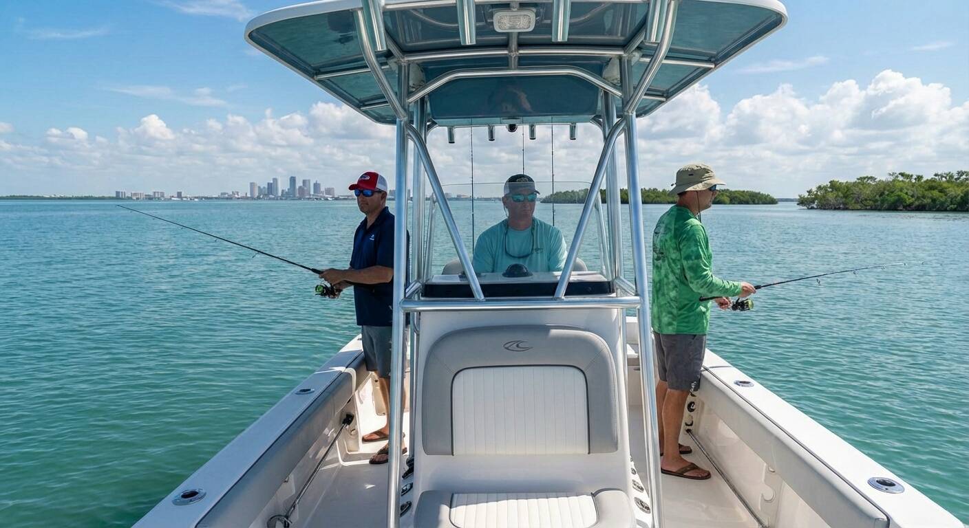 Anglers enjoying a half day fishing charter in Tampa Bay, catching fish and making the most of their time on the water